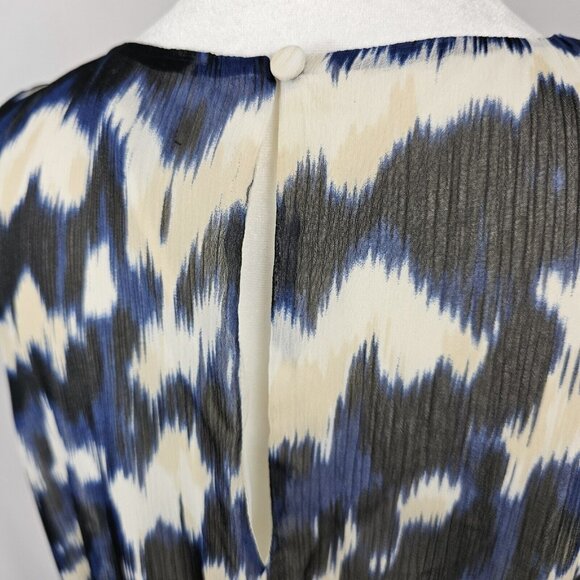 Smudged Polka Dot Navy Black White Tiered Mini Summer Business Casual Dress Sz M - Picture 11 of 14